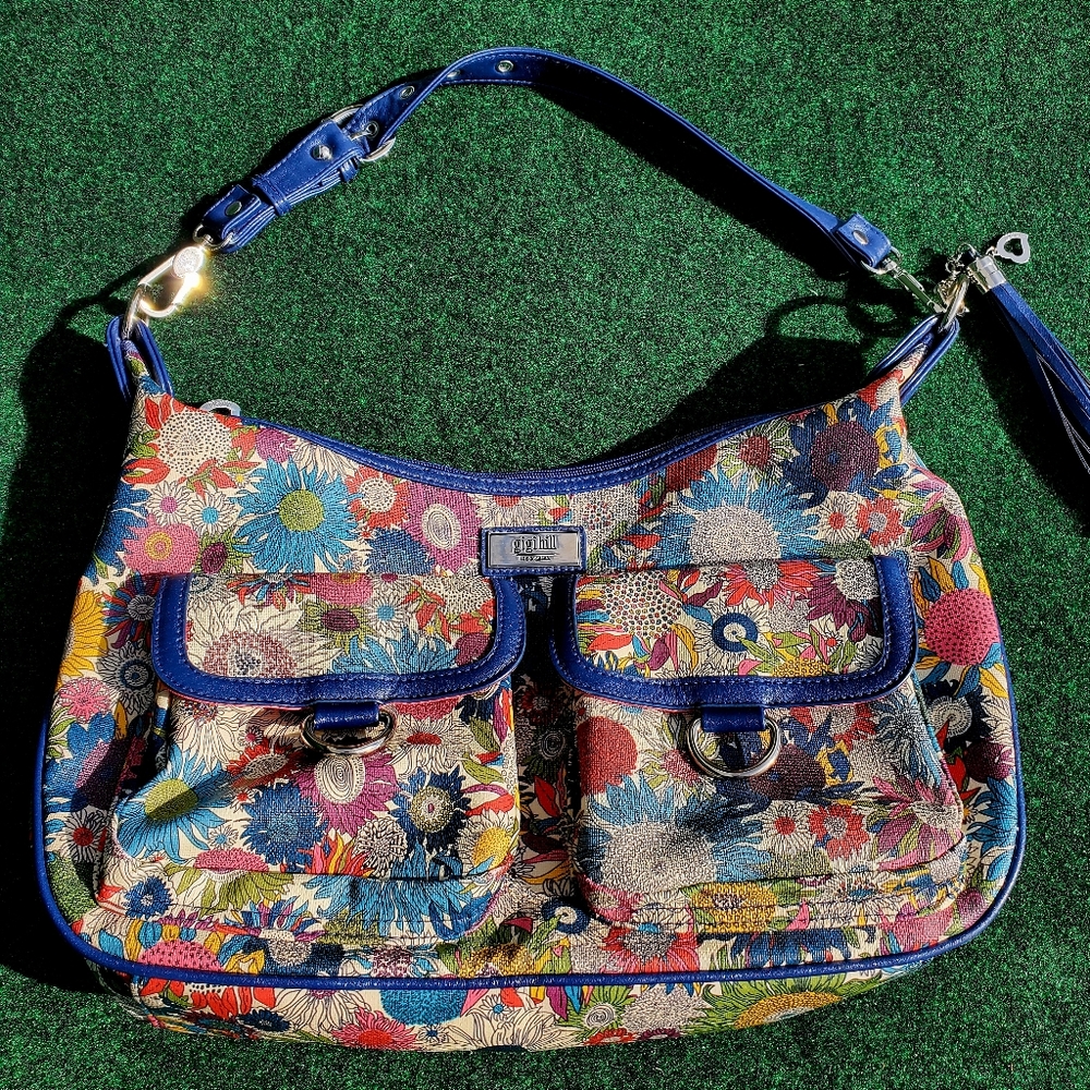GIGI Hill Los Angeles Floral Shoulder Bag Hand Tote 16x10x4in Multicolor purse